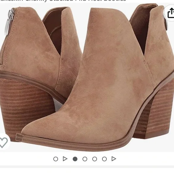 New Ankle Boots Slip on Cutout Pointed Toe Chunky Stacked Mid Heel Booties 5.5 - Picture 5 of 8